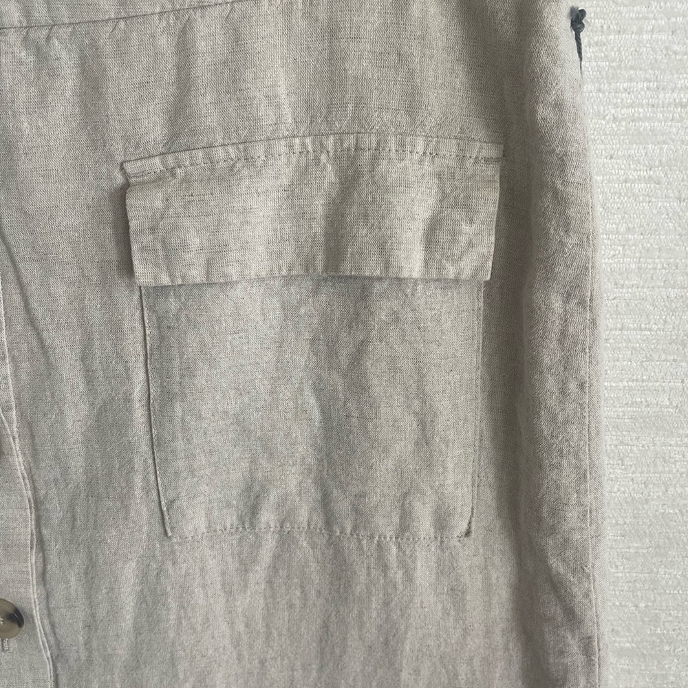 Liz Claiborne Beige Button-Front Linen-Blend Skirt with Patch Pockets - Picture 4 of 10